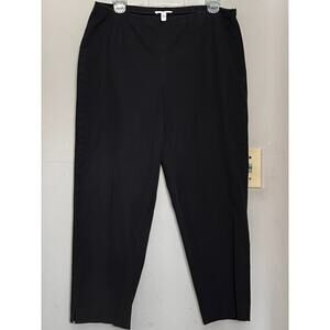 EILEEN FISHER BLACK ORGANIC COTTON CROPPED PANTS PETITES SIZE PL ELASTIC WAIST